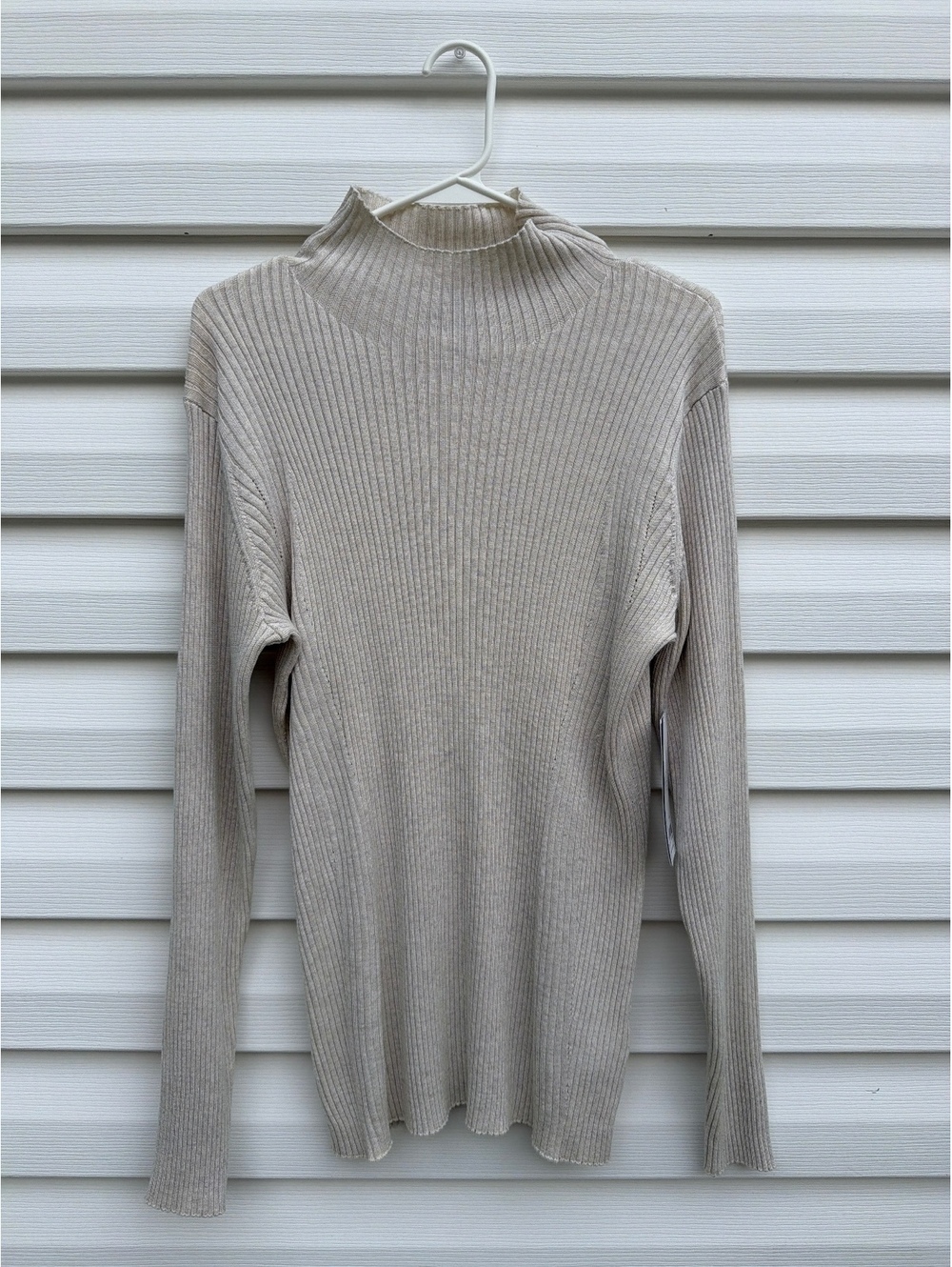 Athleta Women's Size XL Beige Ribbed Mock Neck Long Sleeve Sweater Pullover